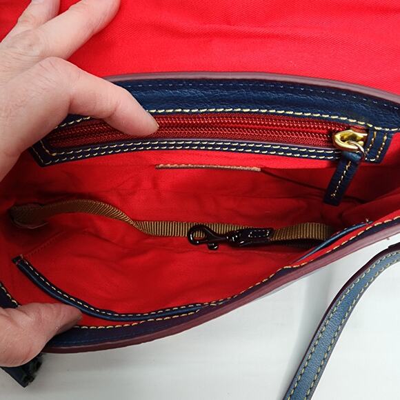 Dooney & Bourke Leather Slate Blue Crossbody Saddle Bag/ Purse Adjustable Strap - Picture 10 of 16